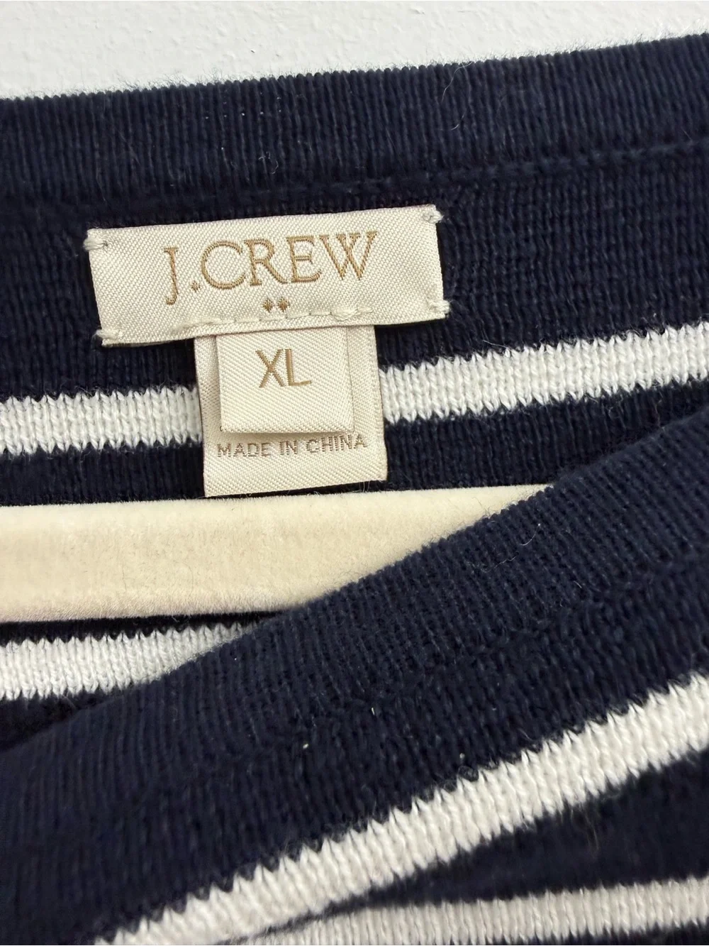 J. Crew Navy and White Striped Boatneck Long Sleeve Top